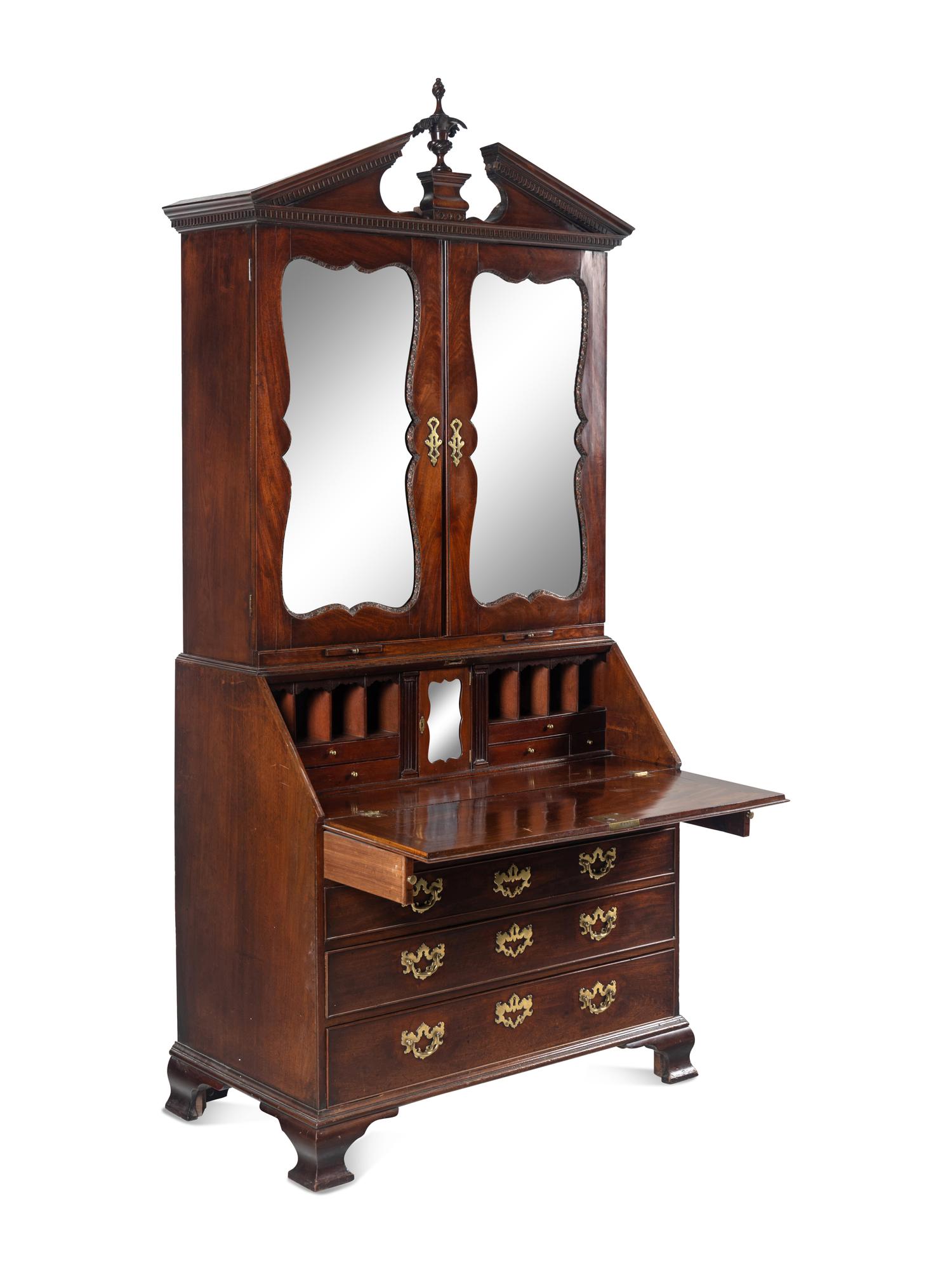 A George III Mahogany Bureau Cabinet