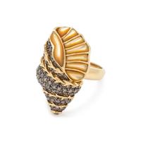 COLORED DIAMOND AND MOTHER-OF-PEARL SHELL RING