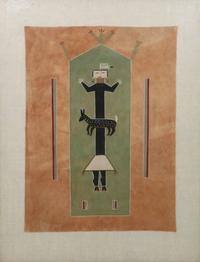 Attributed to Bruce Hathale, (Dine, 20th Century), Memory Painting of a Holy Girl with a Deer Across her Stomach, 1987