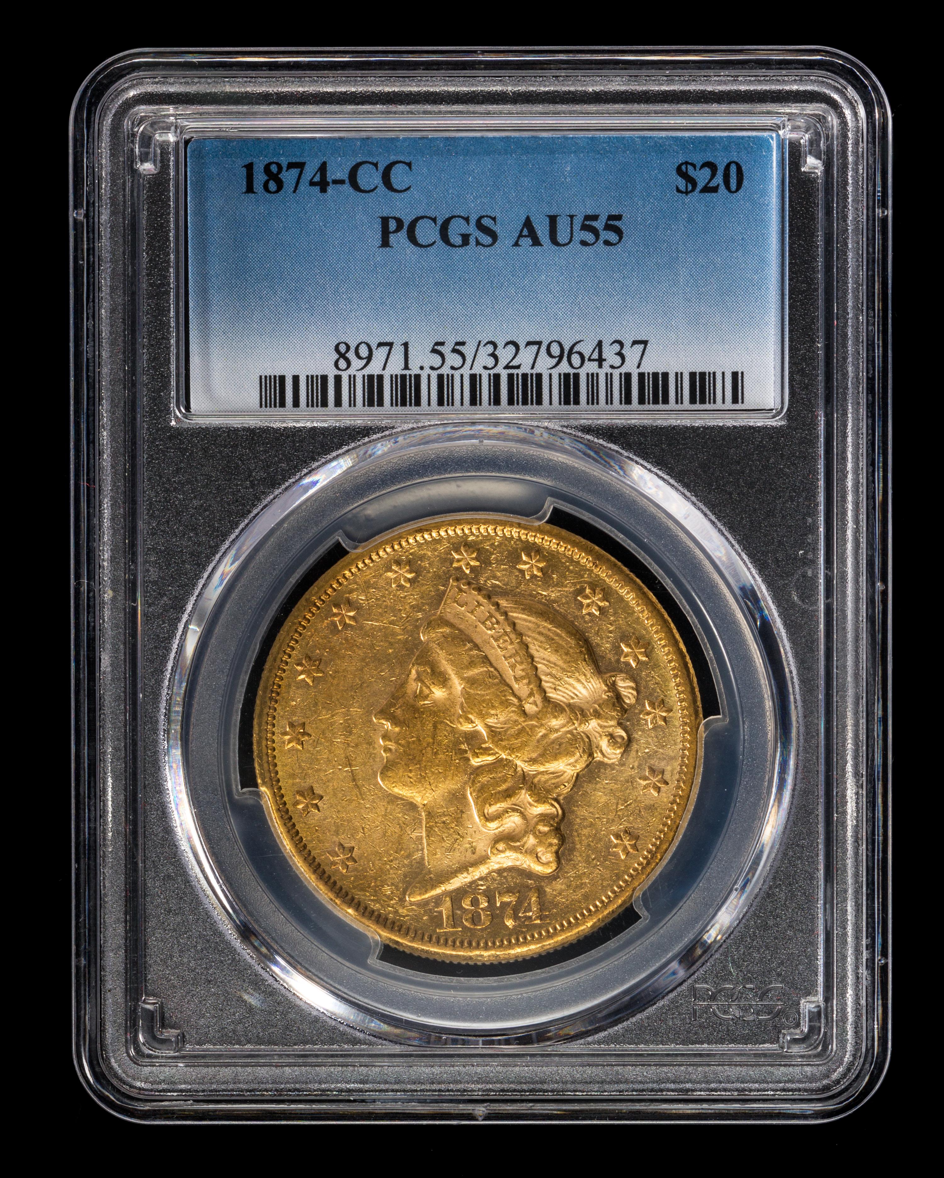 A United States 1874-CC Liberty Head $20 Gold Coin