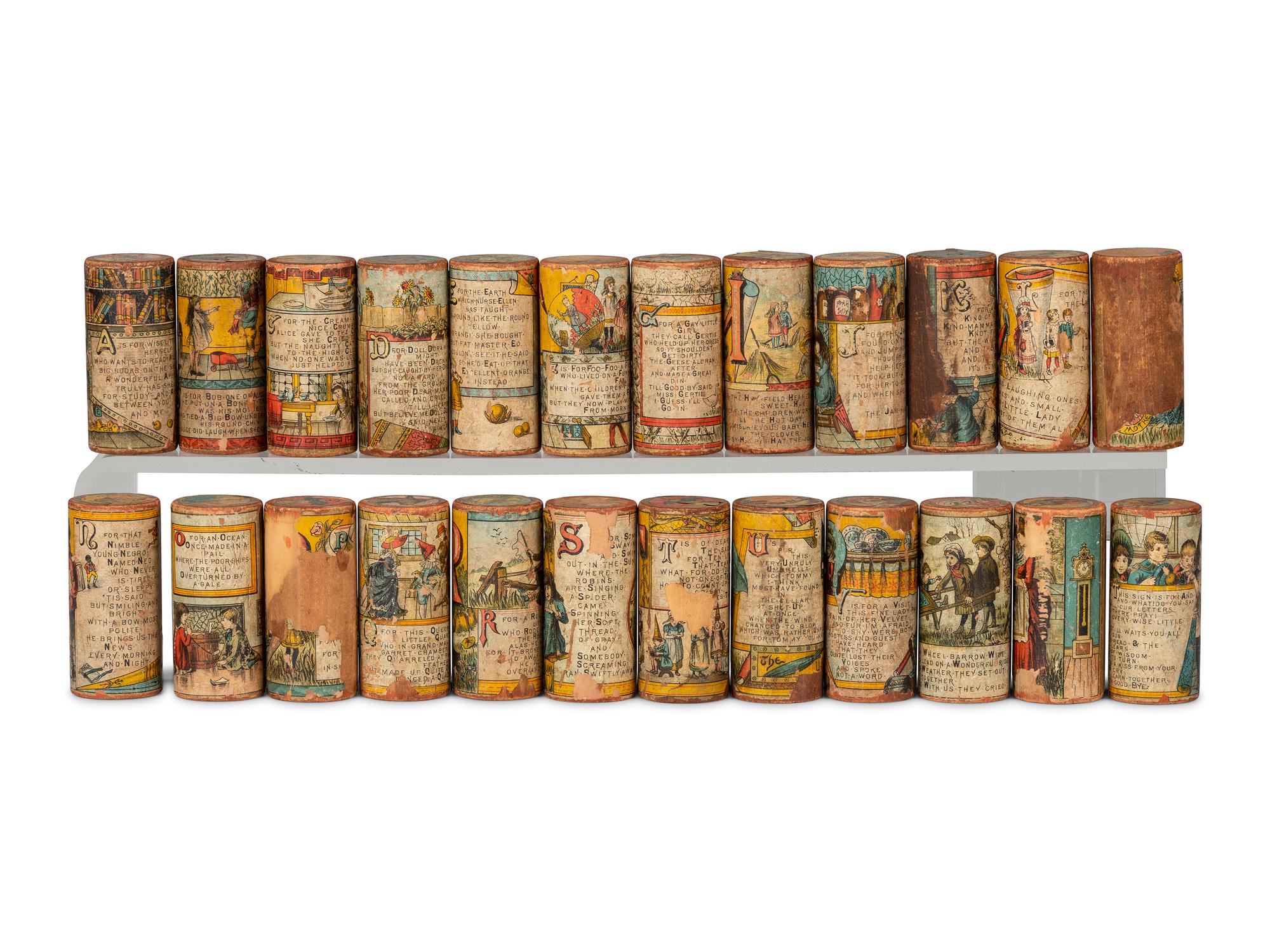 A Collection of Lithograph Paper on Wood Children's Learning Toys