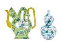 Two Chinese Famille Verte Porcelain Vessels