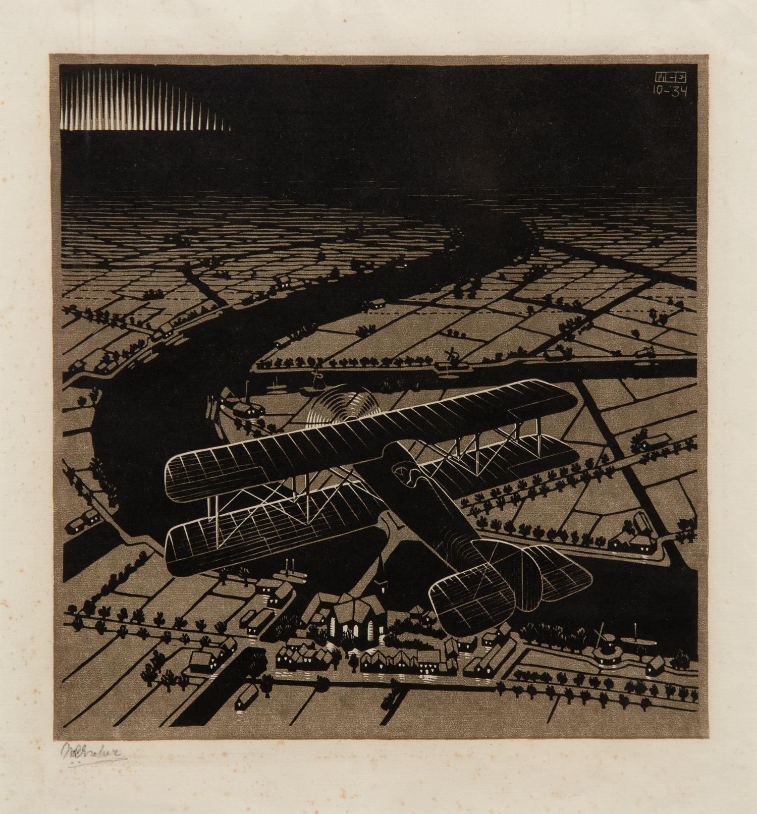 Aeroplane above a Snowy Landscape
