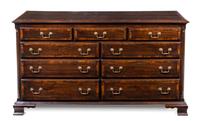 A George III Style Oak Chest of Drawers Height 33 x width 60 x depth 20 inches. — 20TH CENTURY