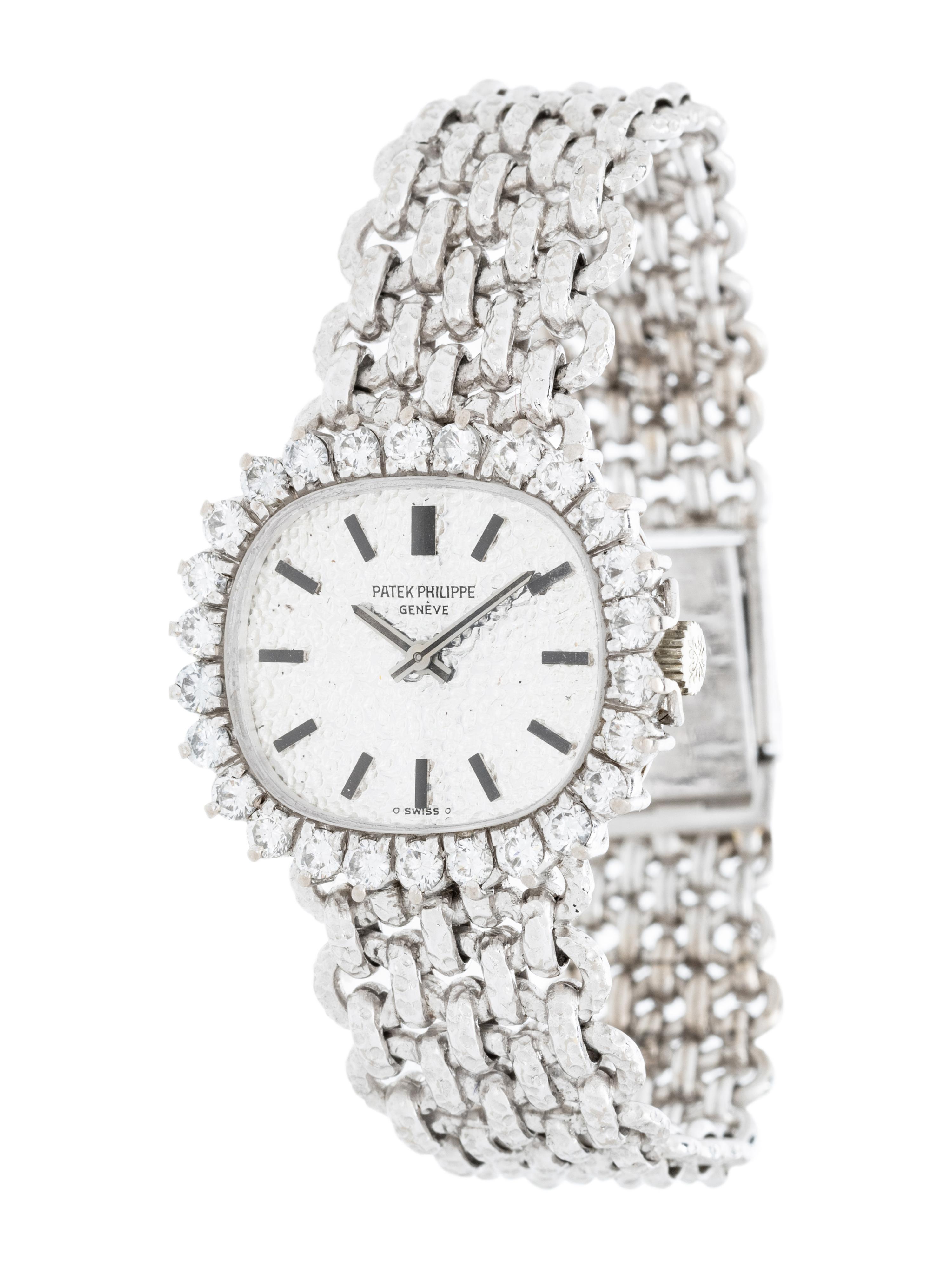 PATEK PHILIPPE, WHITE GOLD AND DIAMOND WATCH