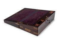 A George III Brass Mounted Walnut Writing Slope on a Later Stand