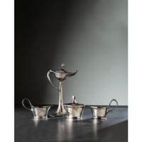 Four Kayserzinn Jugendstil Pewter Wares