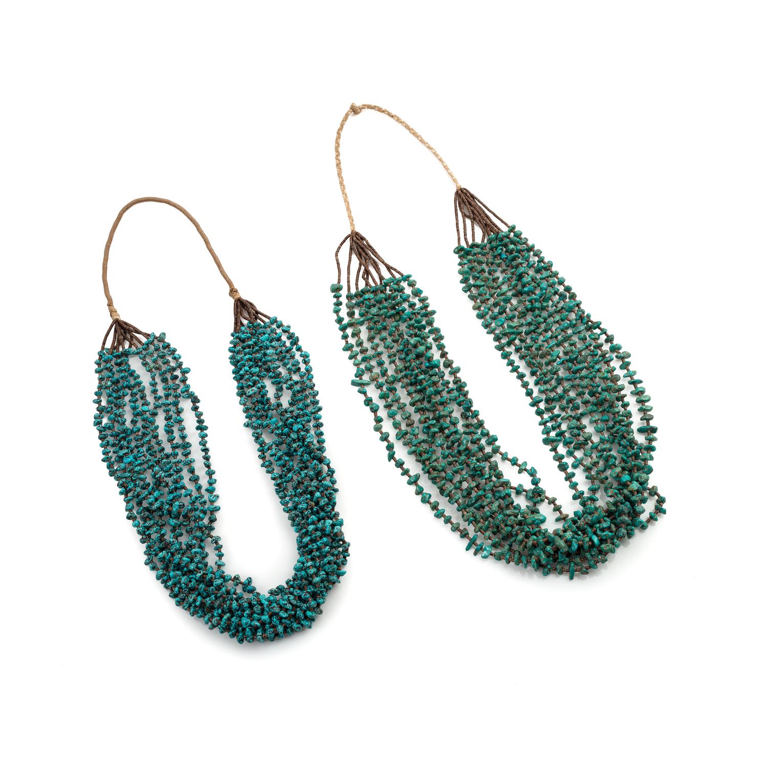 Pueblo Multi-Strand Necklaces, with Turquoise Nuggets and Heishi