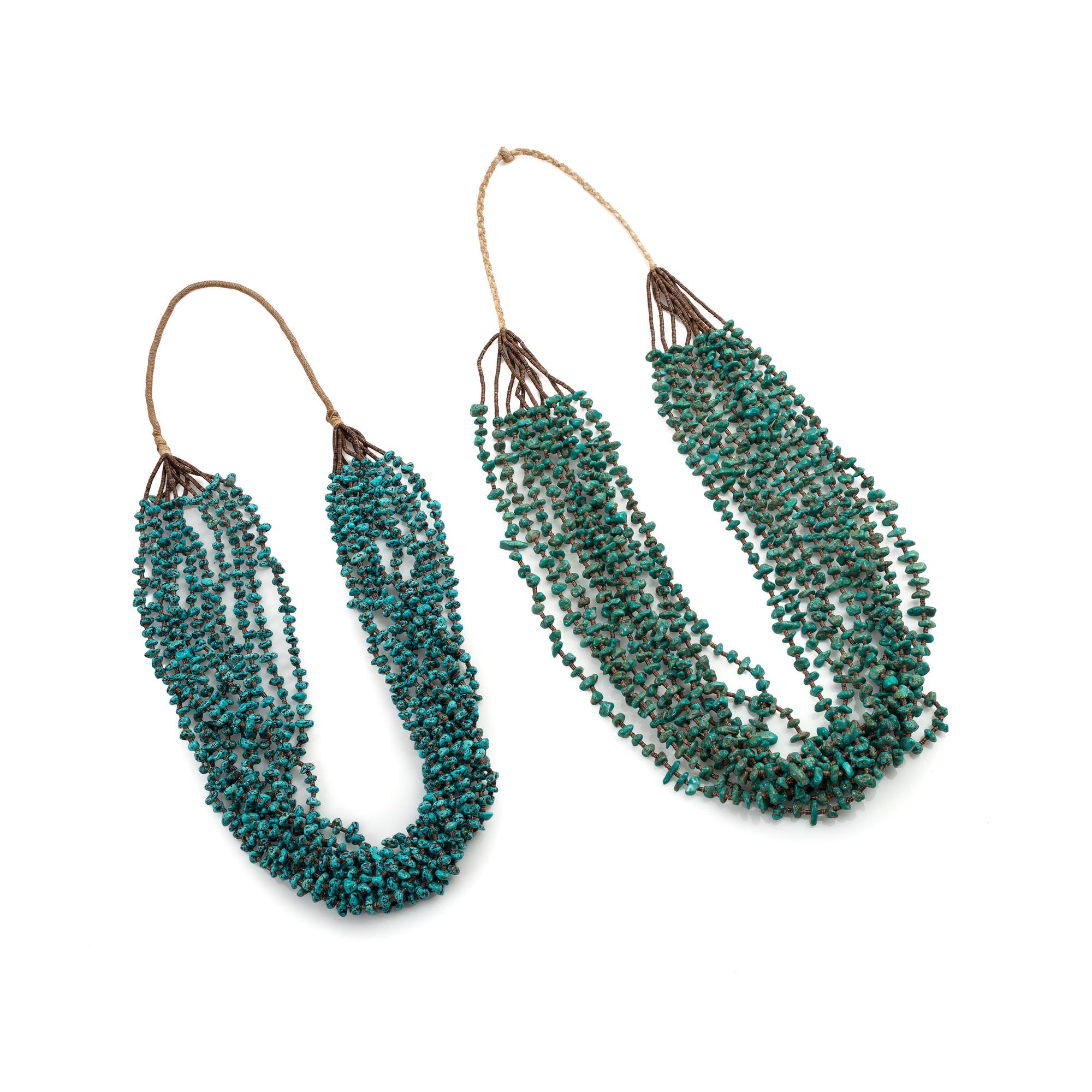 Pueblo Multi-Strand Necklaces, with Turquoise Nuggets and Heishi