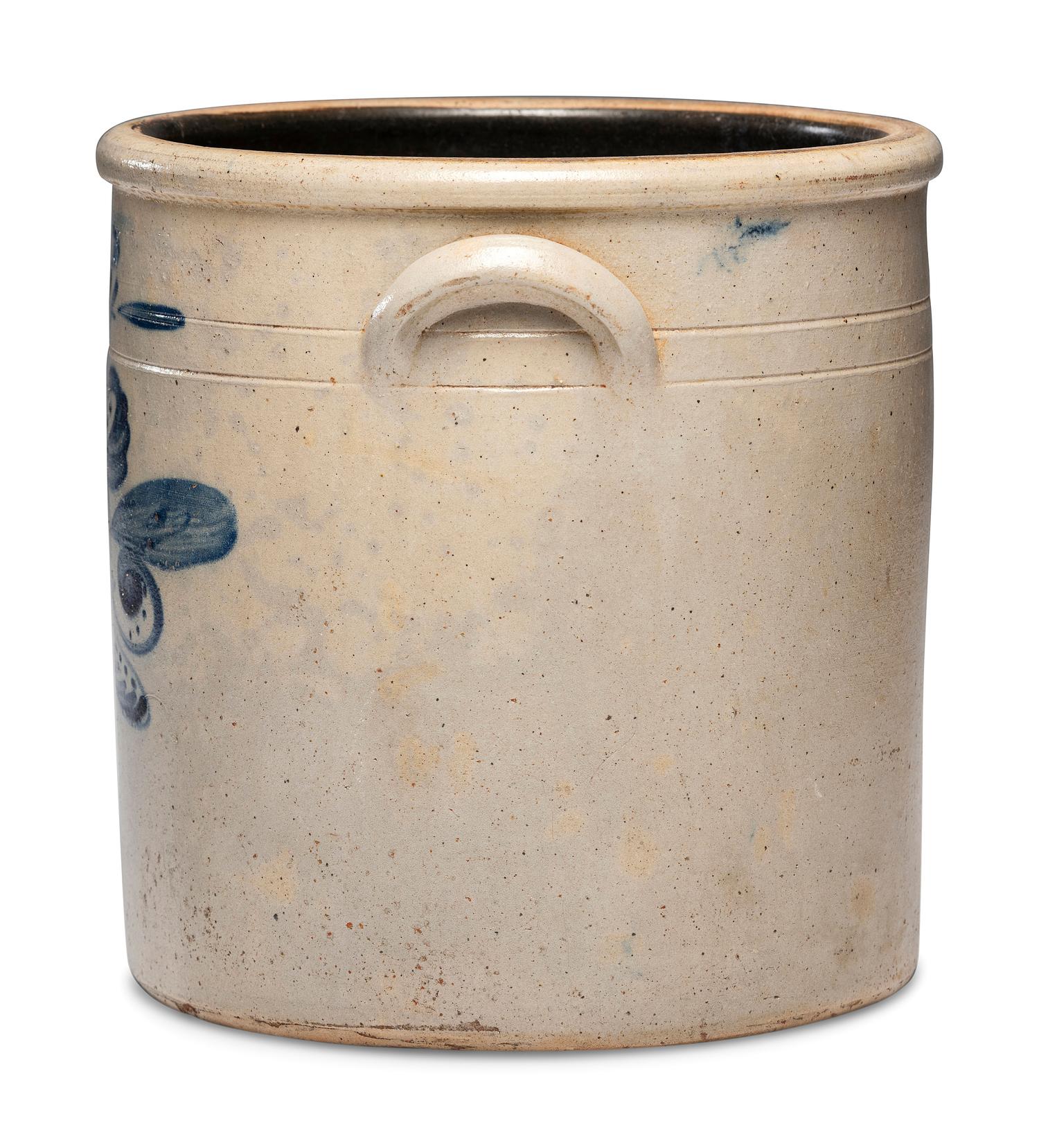 A William Rowley Four-Gallon Cobalt Decorated Crock