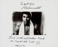 ALI, Muhammad (1942-2016). Photograph inscribed and signed, 30 August 1984.