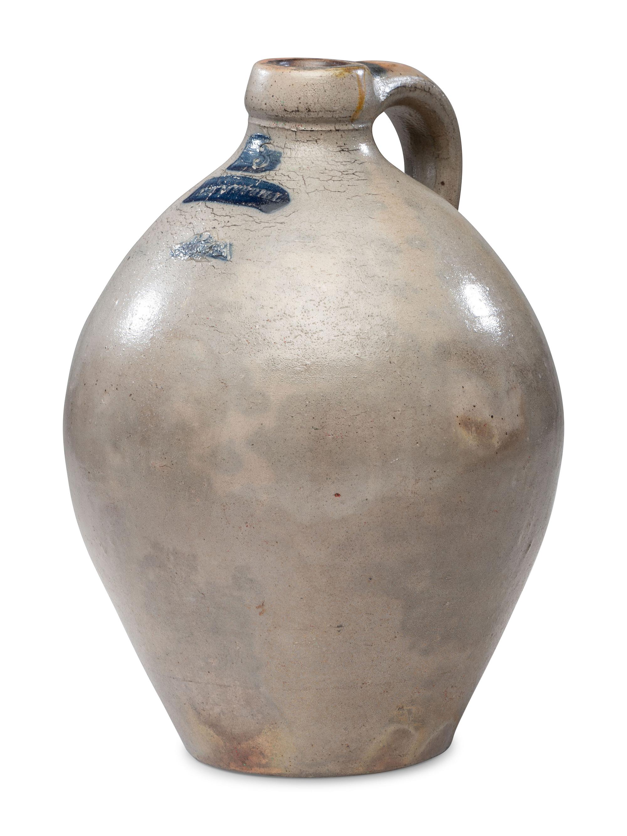 An E.H. Merrill Three-Gallon Stoneware Jug with Applied Eagle