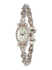 HAMILTON, 14K WHITE GOLD AND DIAMOND WRISTWATCH