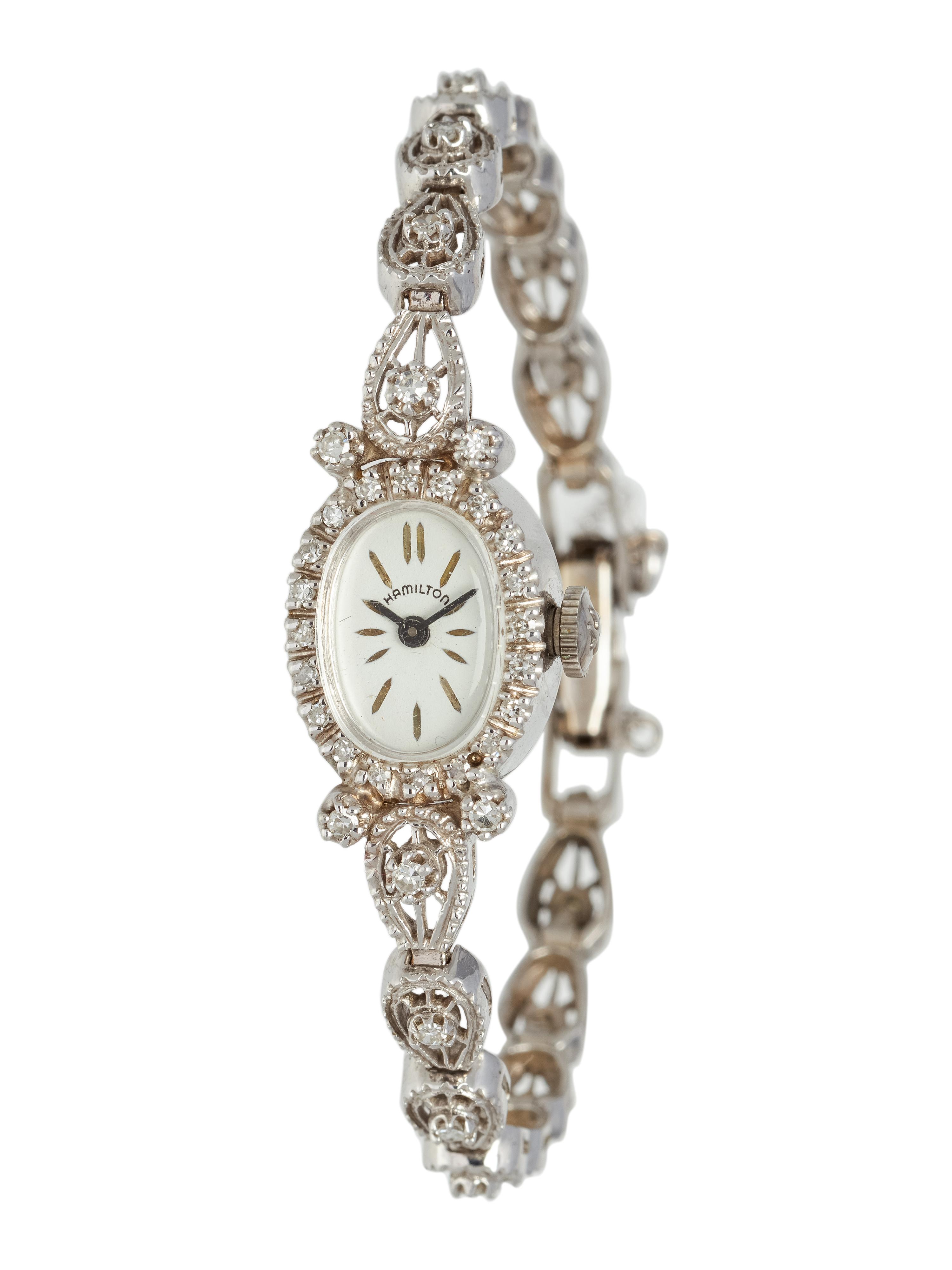 HAMILTON, 14K WHITE GOLD AND DIAMOND WRISTWATCH