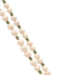 HARDSTONE, ROCK CRYSTAL AND ENAMEL NECKLACE