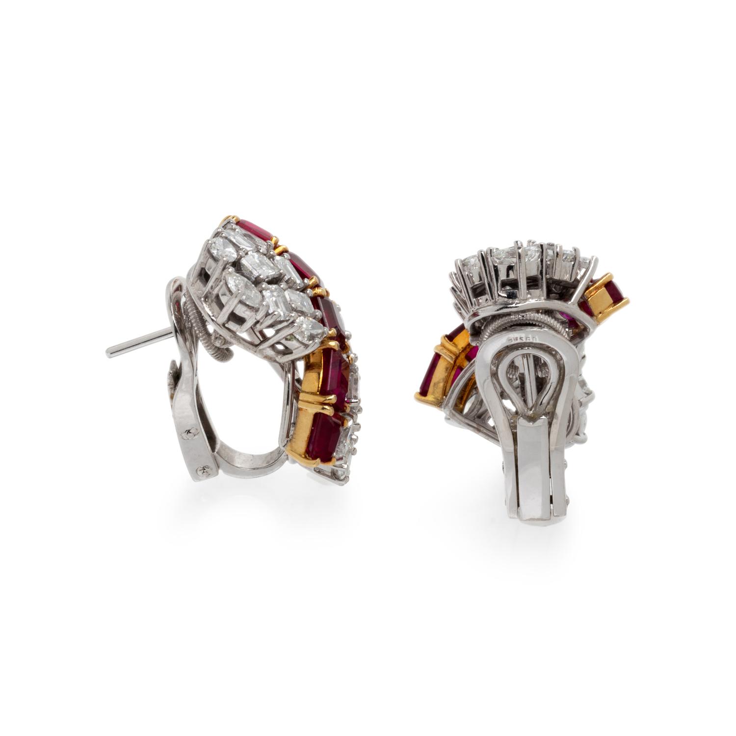 GARRARD & CO., RUBY AND DIAMOND EARRINGS