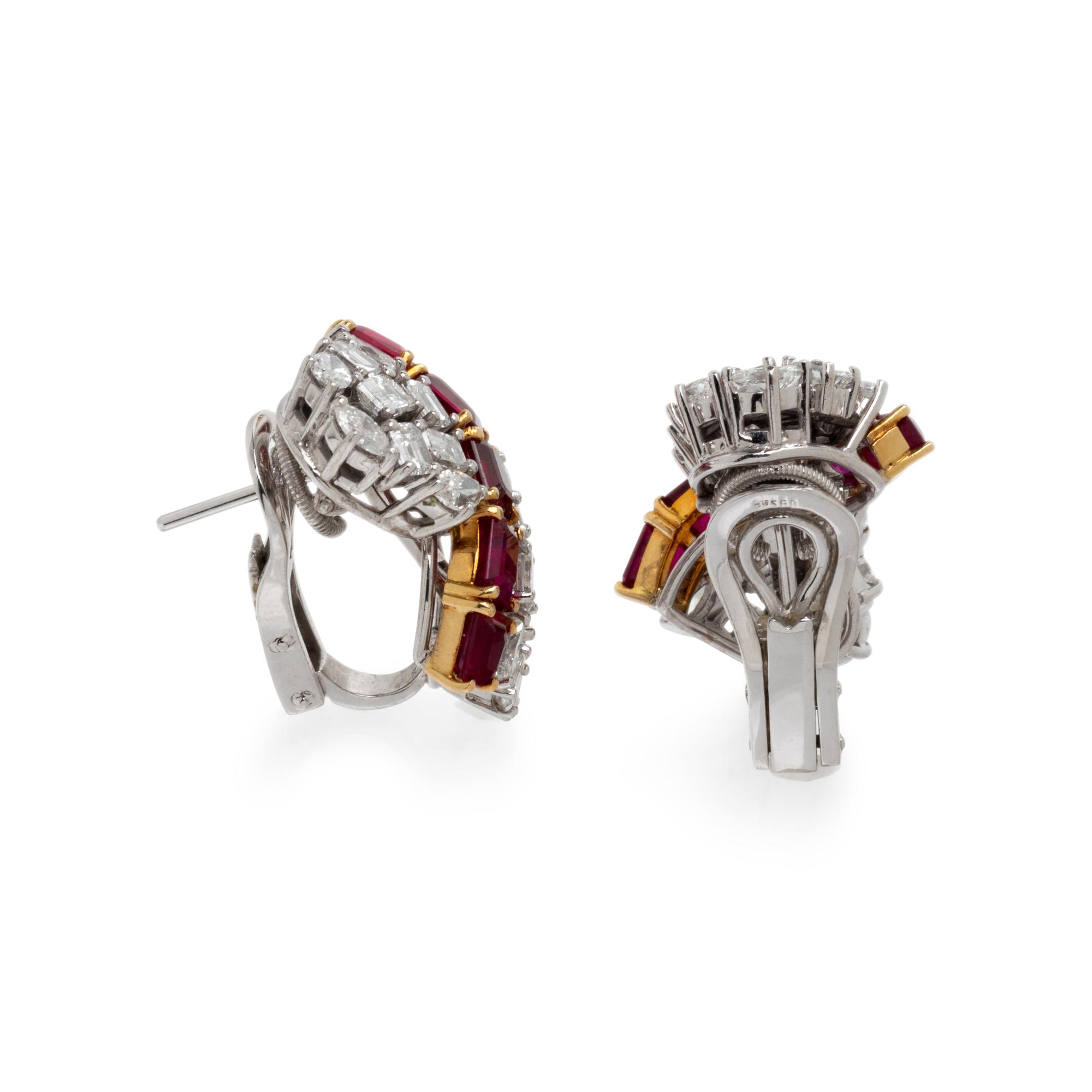 GARRARD & CO., RUBY AND DIAMOND EARRINGS