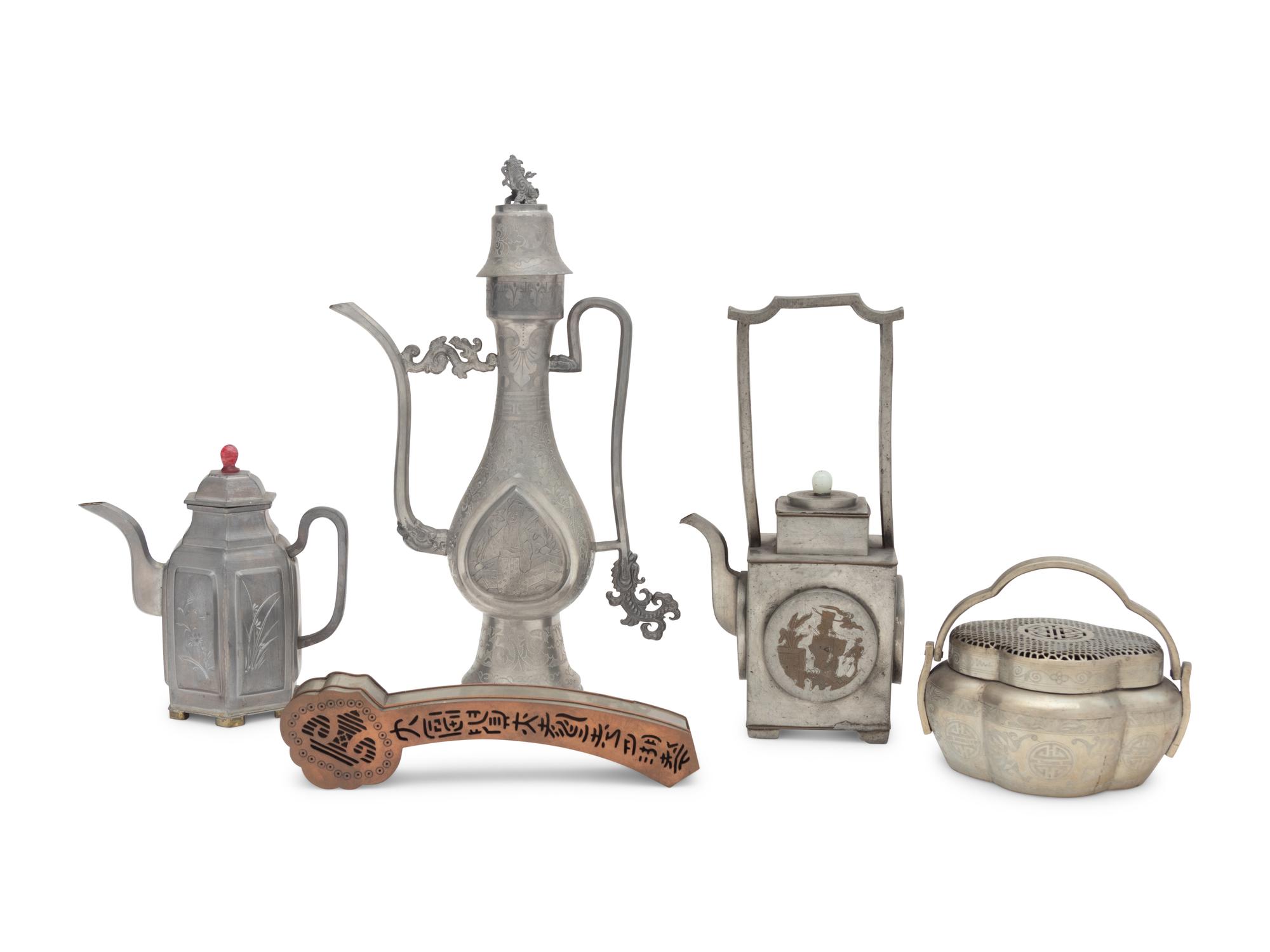 Five Chinese Pewter Wares
