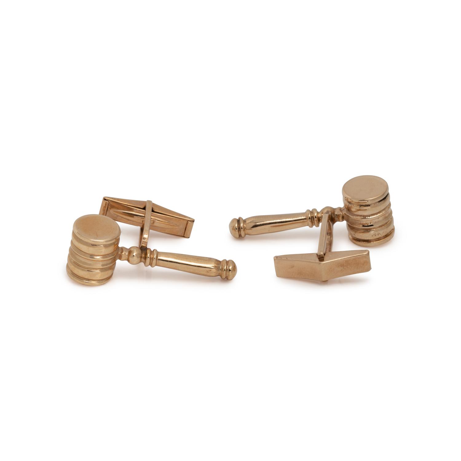 YELLOW GOLD GAVEL CUFFLINKS