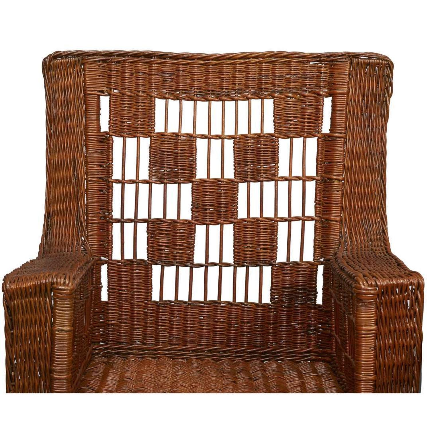 A pair of Arts & Crafts willow and leather armchairs american, circa 1905-1910
