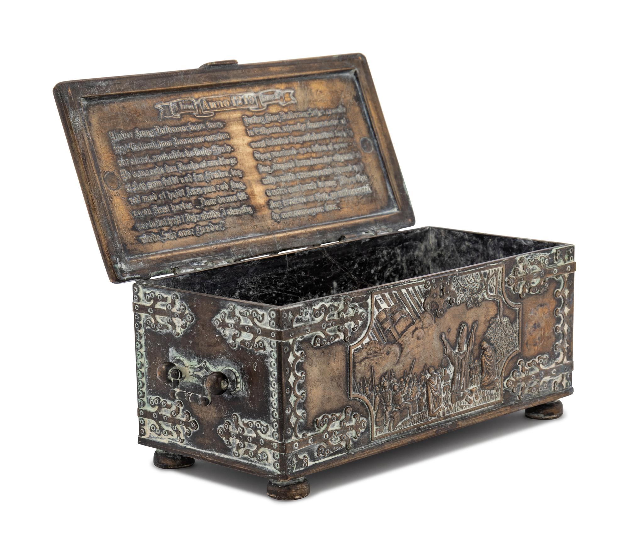 A Danish Cast Bronze Table Casket Commemorating the Battle of Lyndanisse