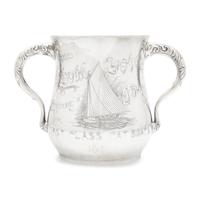 An Aesthetic Movement Sterling Silver Two-Handled Yacht Racing Trophy