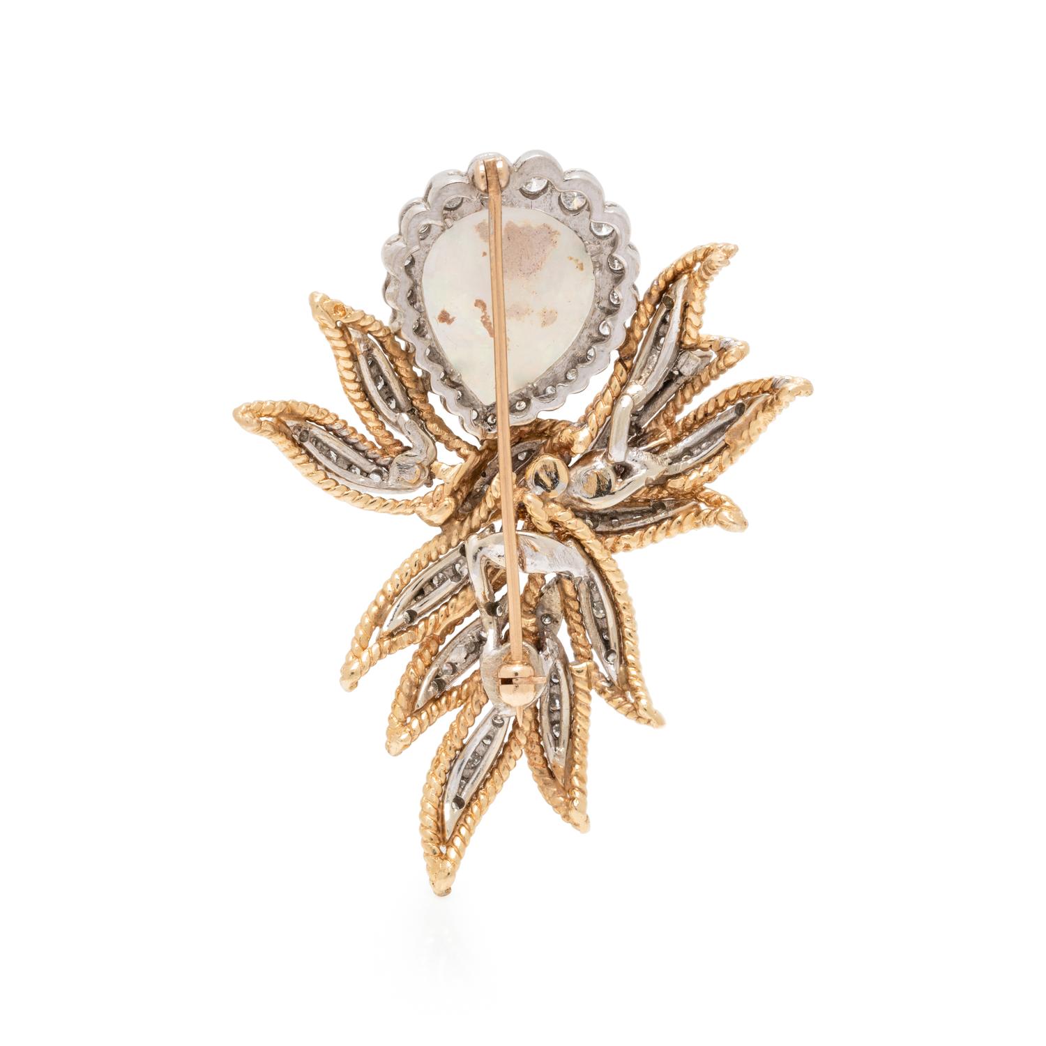 OPAL AND DIAMOND BROOCH