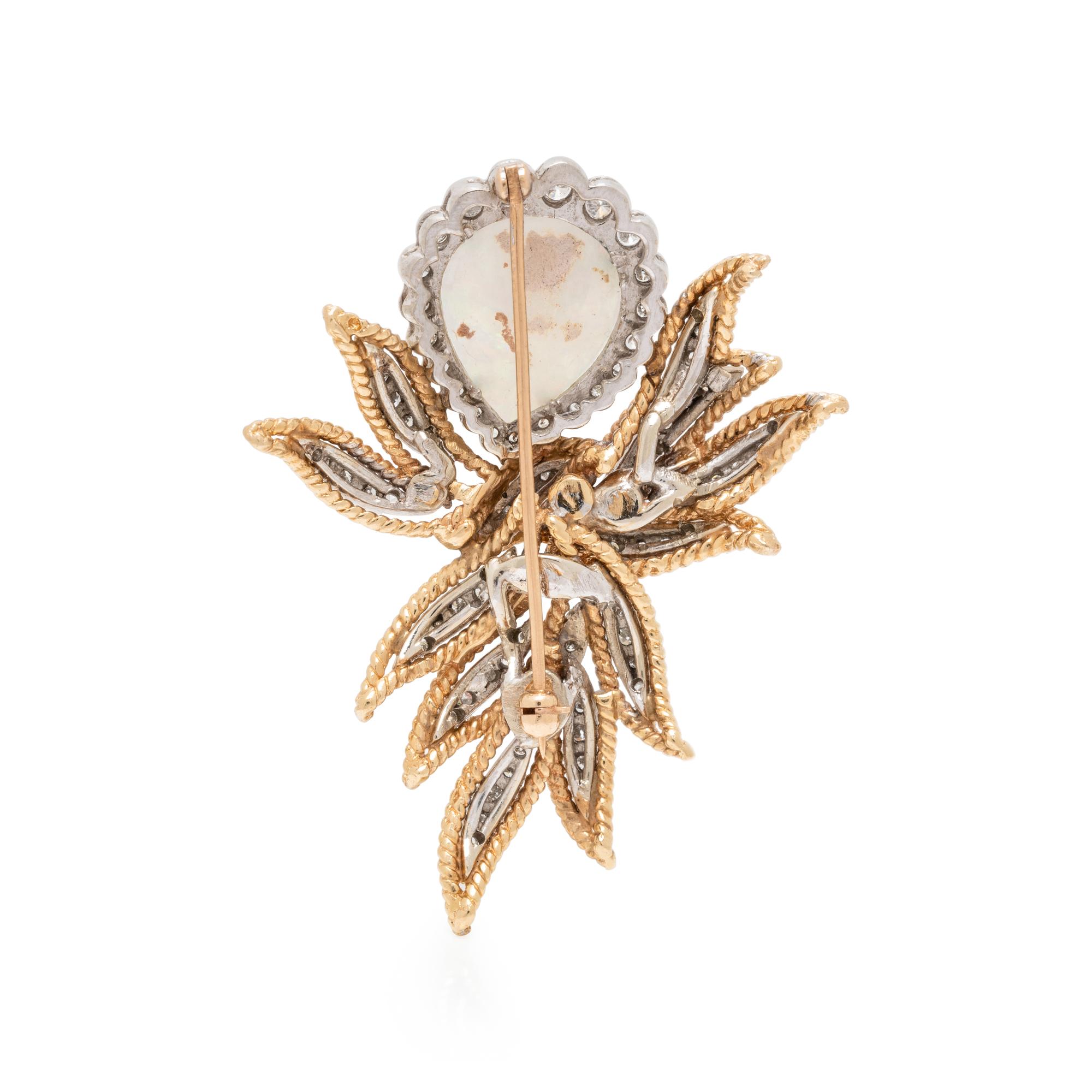 OPAL AND DIAMOND BROOCH