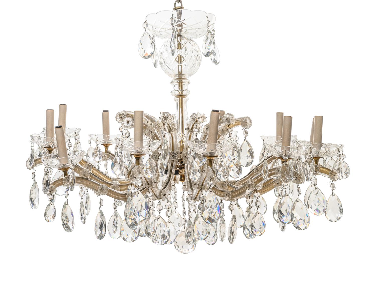 A Cut Glass Twelve-Light Chandelier