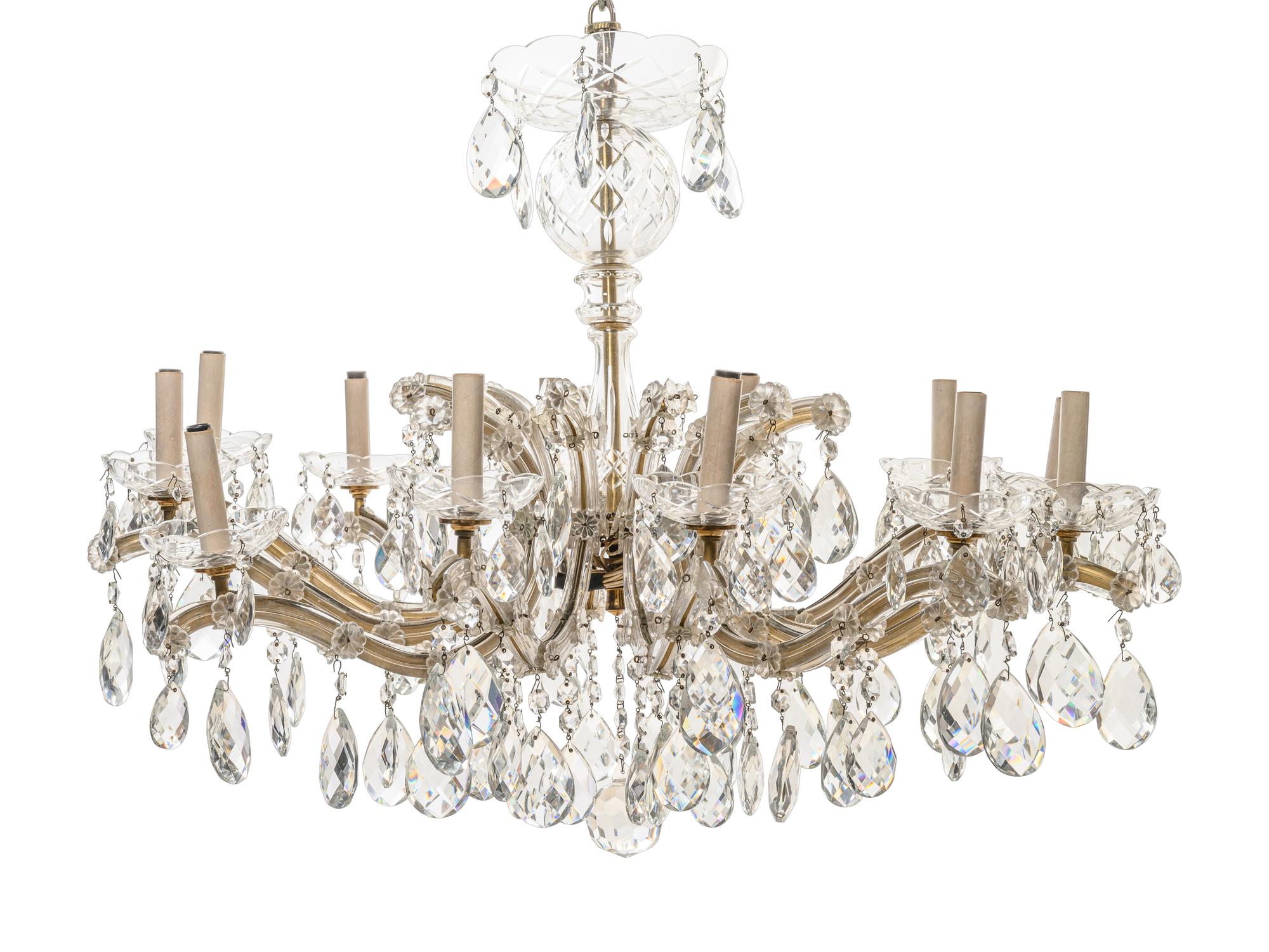 A Cut Glass Twelve-Light Chandelier