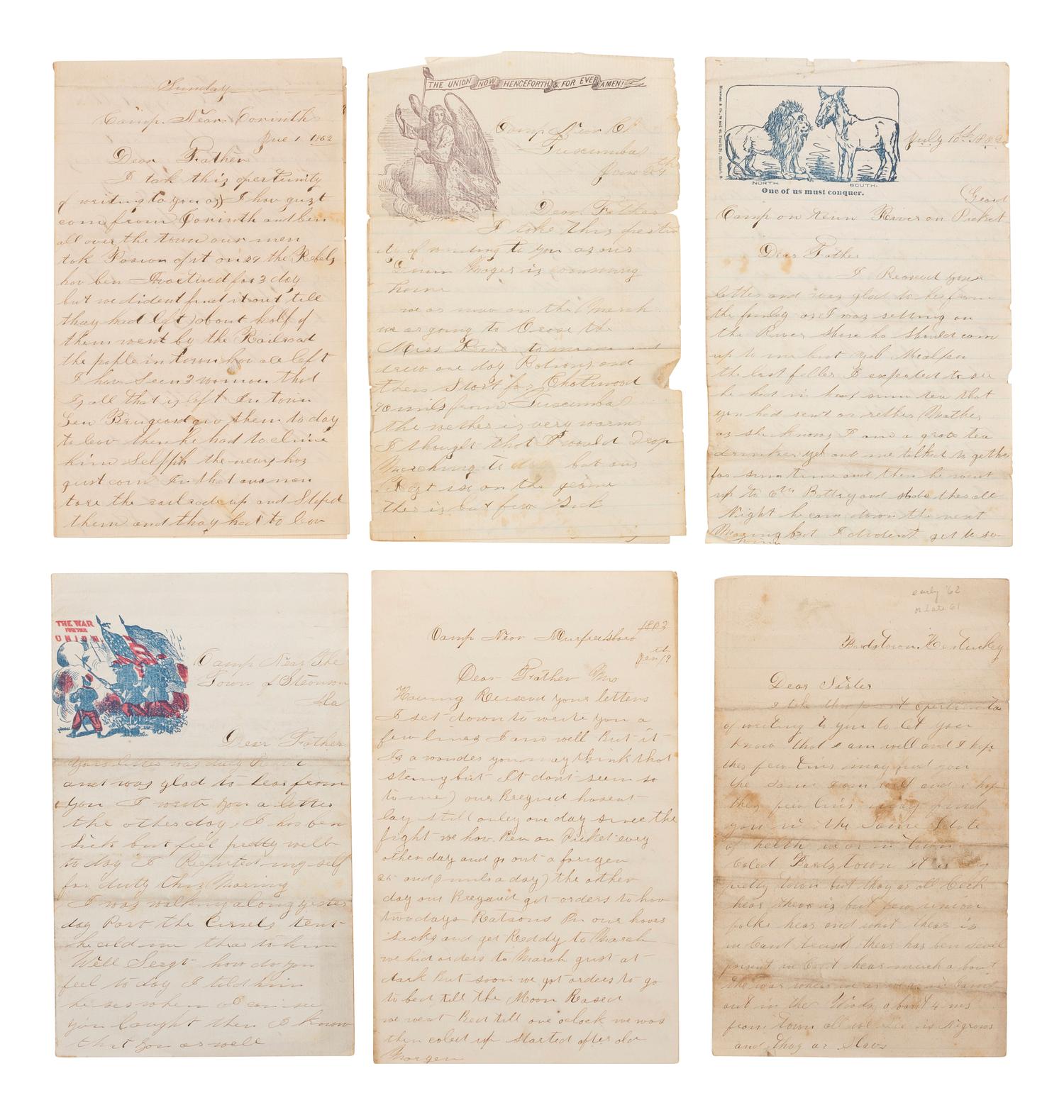 [CIVIL WAR]. War-date letter archive of Sergeant Duncan Thompson (ca 1841-1864), 19th Ohio Infantry and 64th Ohio Infantry, DOW Rocky Face Ridge, GA.