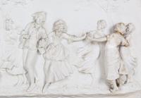 A Painted and Parcel Gilt Mirror with an Inset Bisque Porcelain Plaque