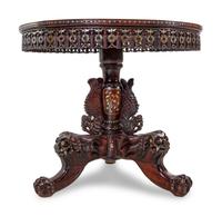 A Chinese Marble Inset and Mother-of-Pearl Inlaid Rosewood Center Table
