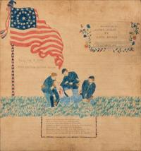 Long May it Wave over the Soldier's Grave . Civil War soldier folk art drawing.