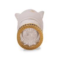 A Continental Gold, Diamond and Sapphire Mounted Carved Rock Crystal Hand-Seal
