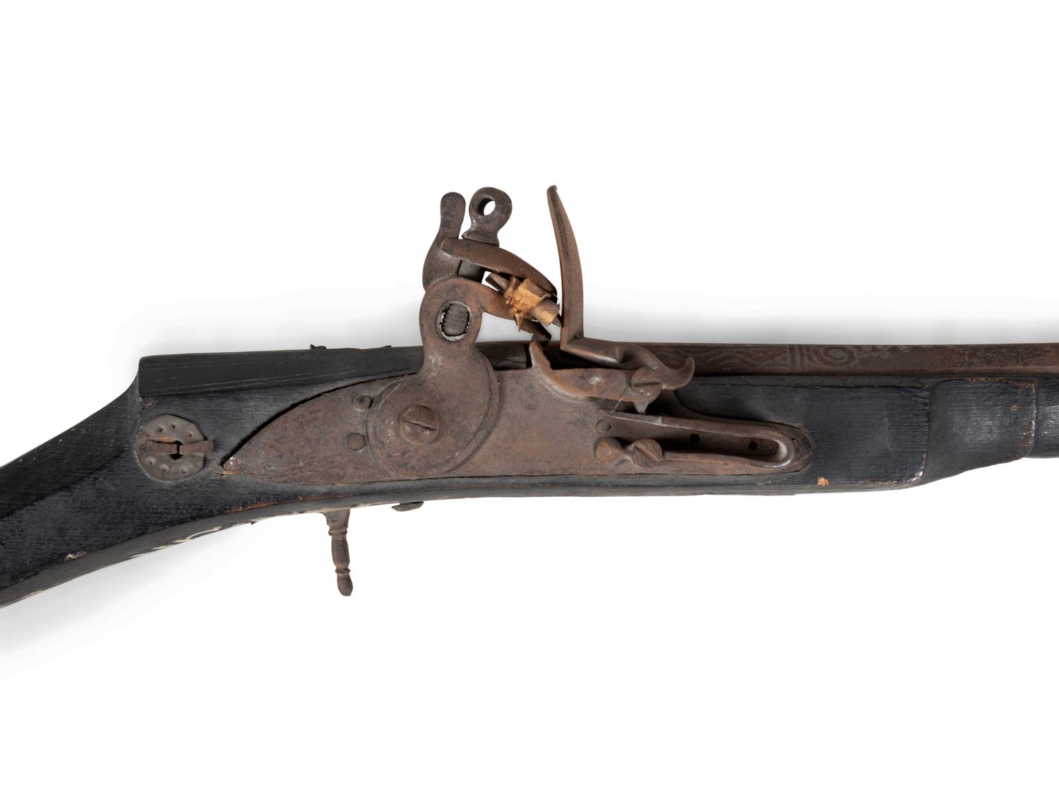 An Ottoman Bone and Metal Inlaid Flintlock Rifle
