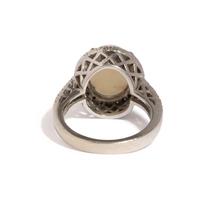OPAL, DIAMOND, AND WHITE GOLD RING