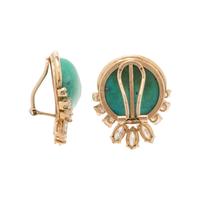 TURQUOISE AND DIAMOND EARCLIPS