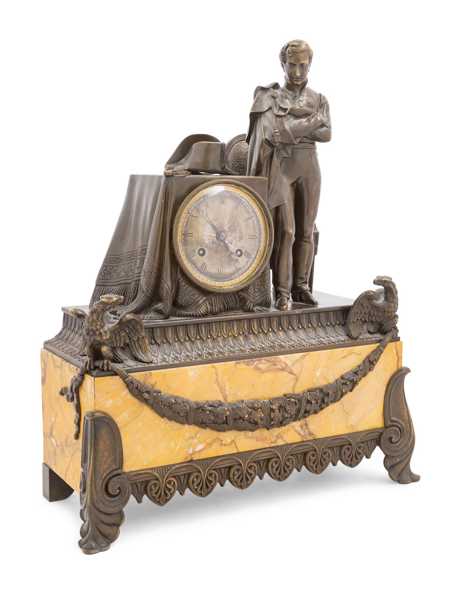 A Louis Philippe Bronze and Sienna Marble Clock