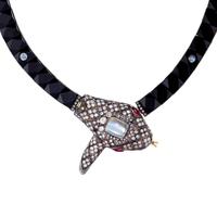 DIAMOND AND MULTIGEM SNAKE NECKLACE