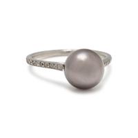 TIFFANY & CO., NATURAL GRAY PEARL AND DIAMOND RING