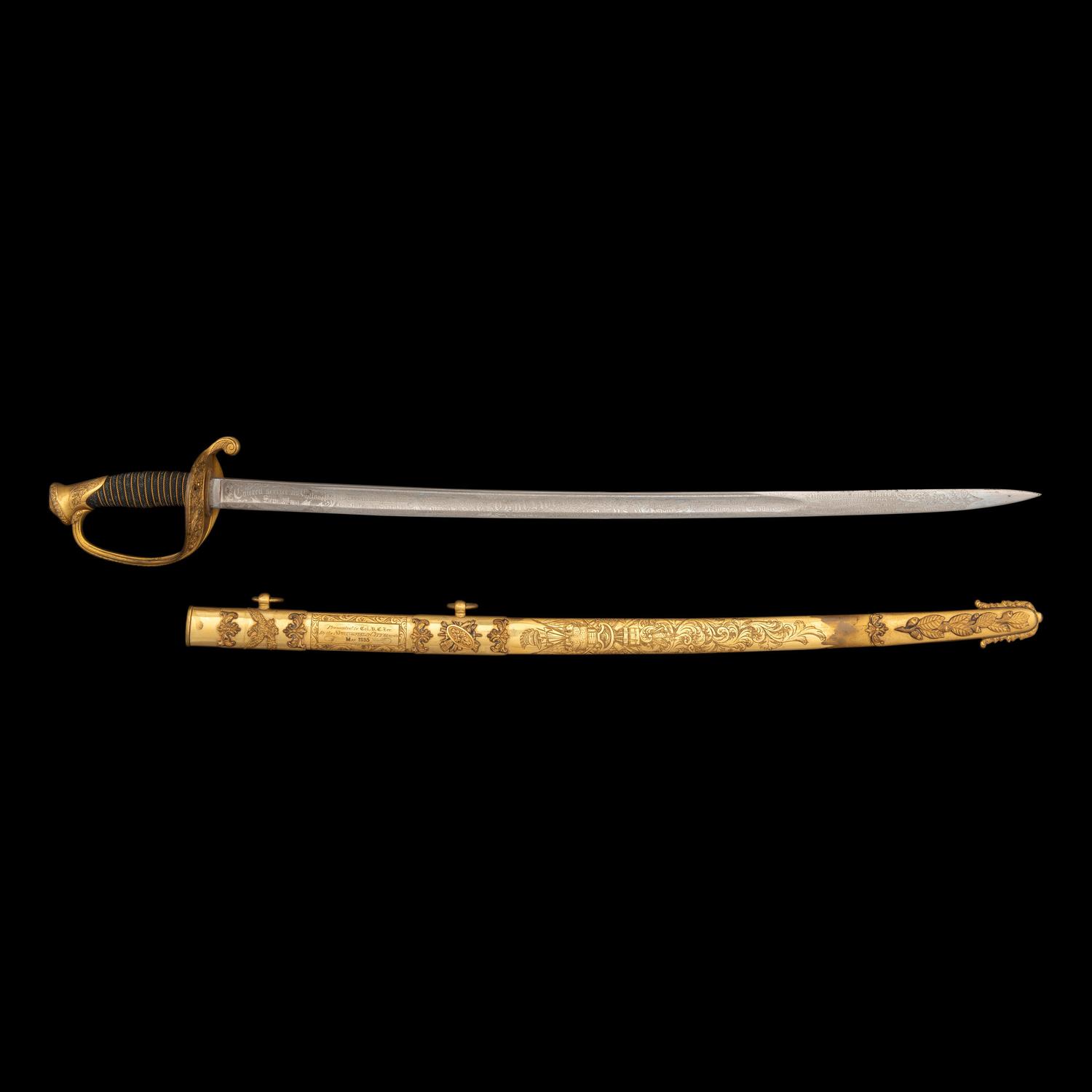 Exceptional Etched Blade Ames US Model 1850 Foot Officer Sword Presented to Colonel (General) Horace Lee & CDV - Published in Thillmann's Civil War Army Swords