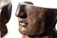 A Pair of Italian Carved Marble "Face" Chairs