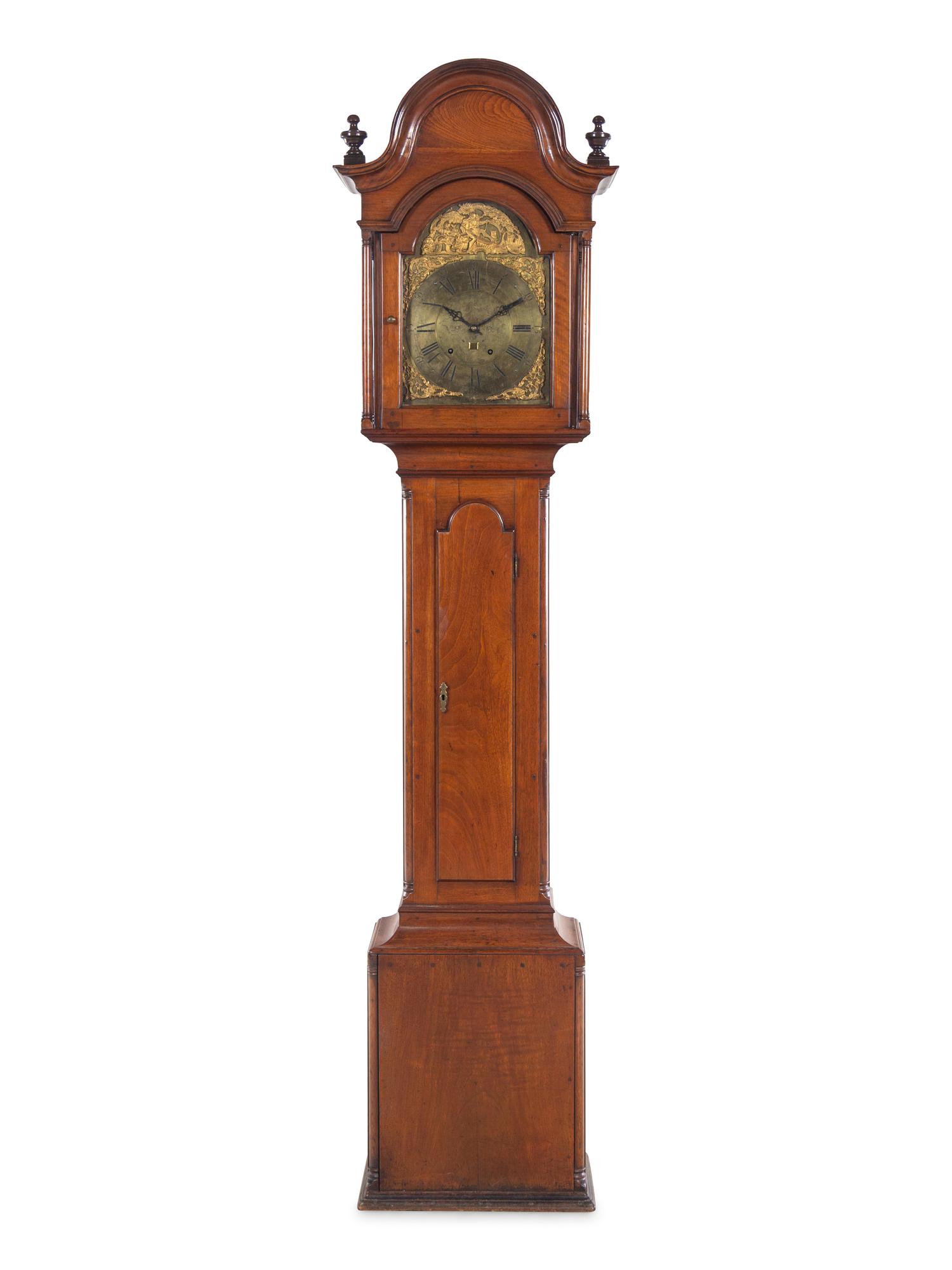 A Queen Anne Walnut Tall Case Clock
