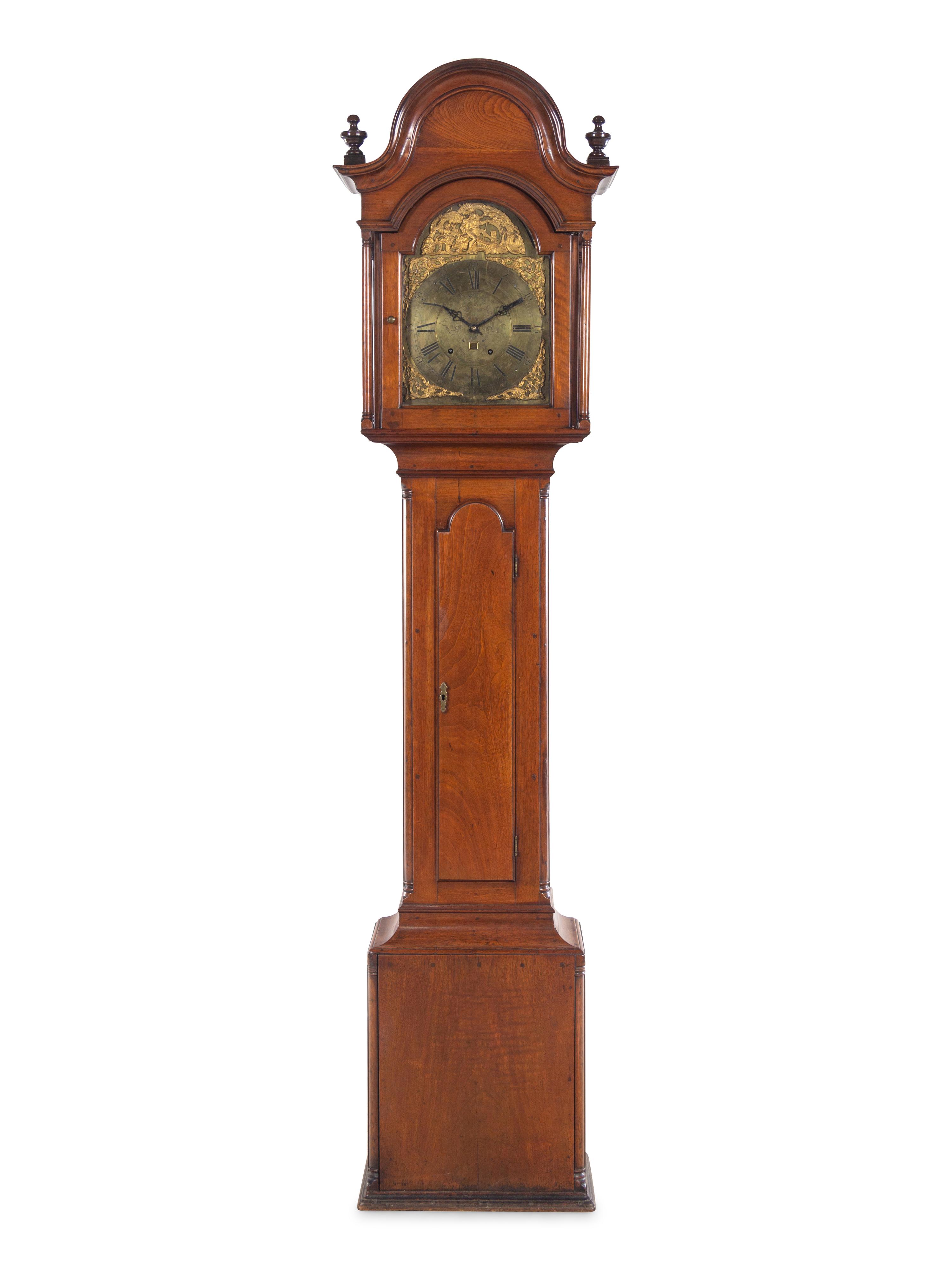 A Queen Anne Walnut Tall Case Clock