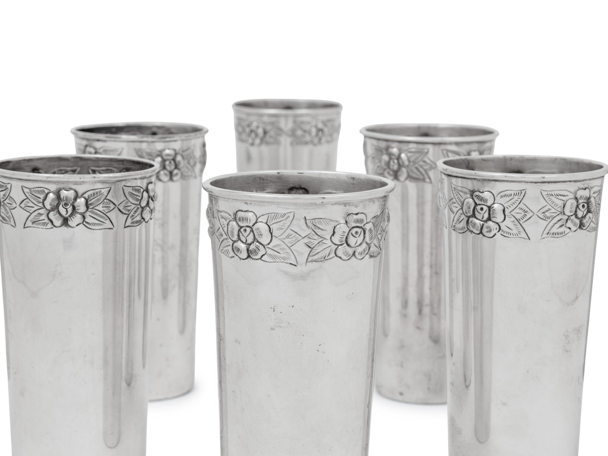 A Set of Eight Mexican Silver Tumblers
