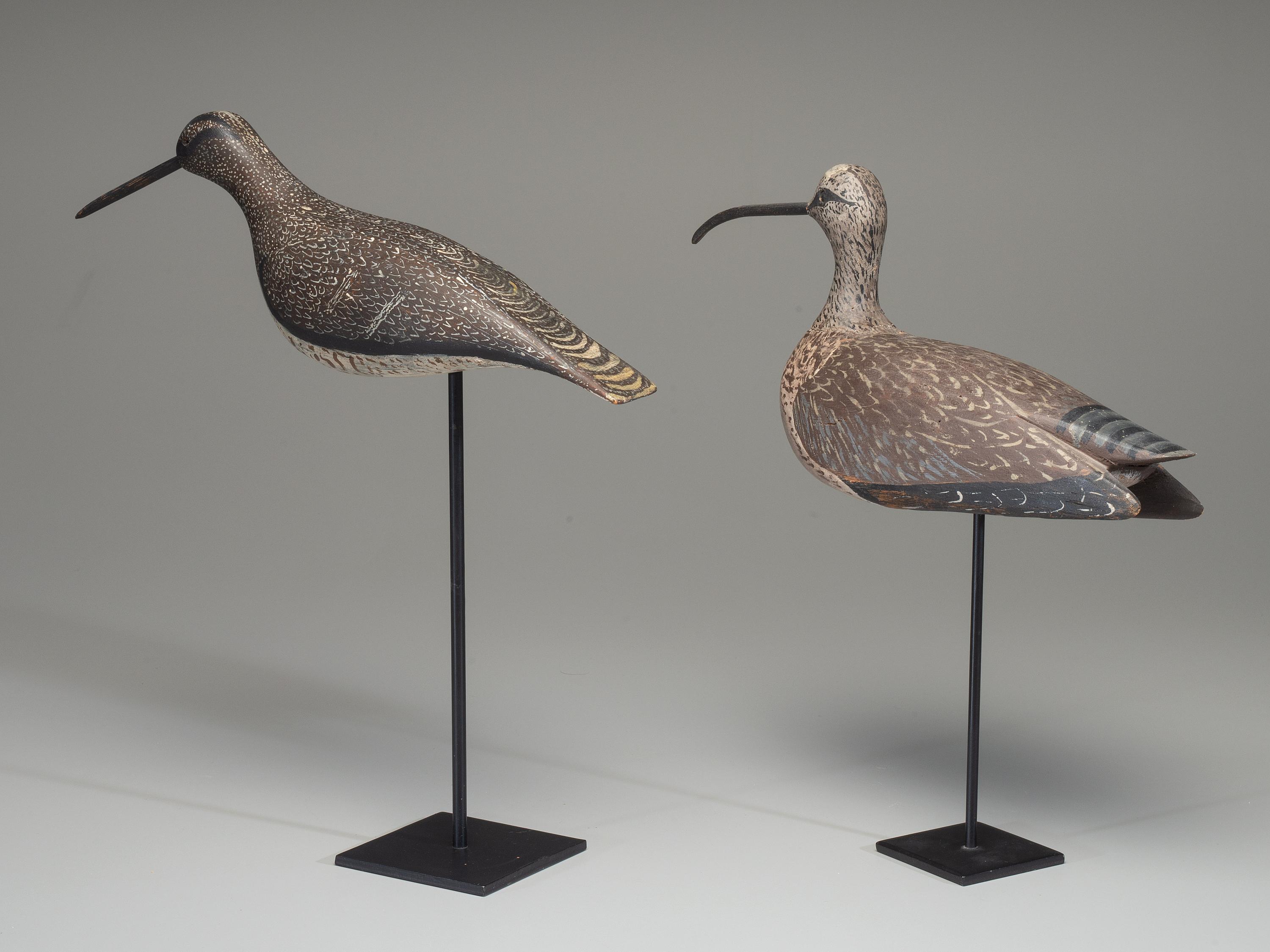 Two Carved and Painted Wood Shore Birds