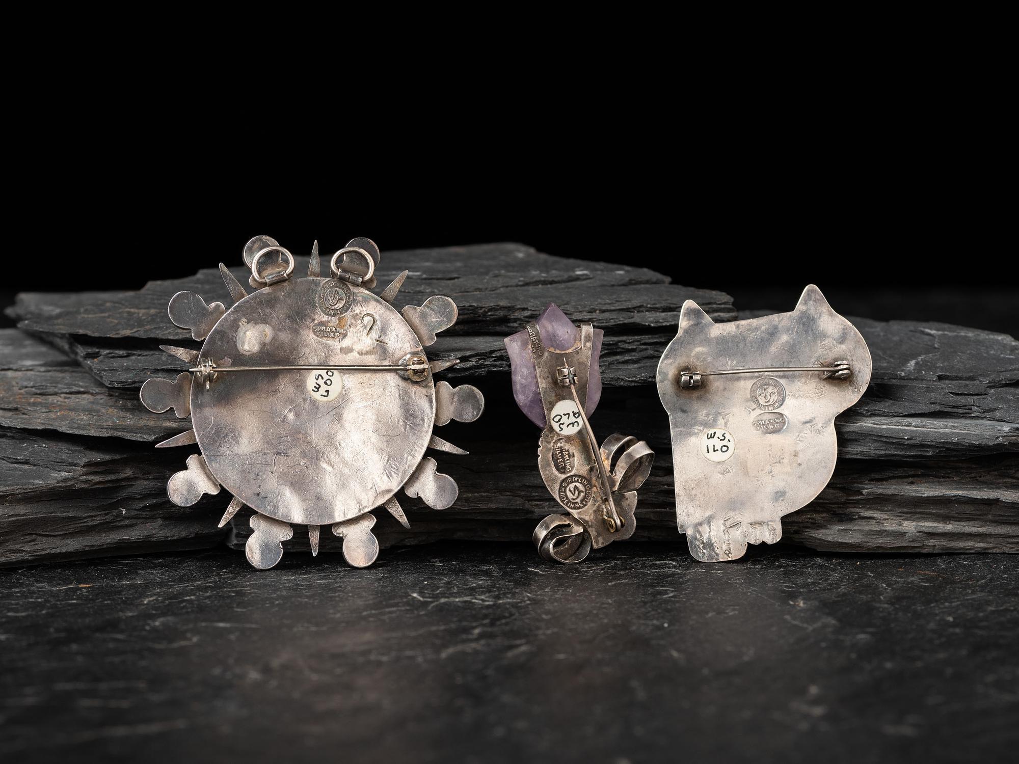 Taxco Silver and Amethyst Brooches/Pins, 1940-1946