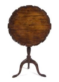 A George II Mahogany Tilt-Top Table Height 27 1/2 x diameter of top 25 1/4 inches. — MID TO LATE 18TH CENTURY
