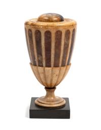 An English Inlaid Alabaster Urn and Cover Height 9 inches. — EARLY 19TH CENTURY